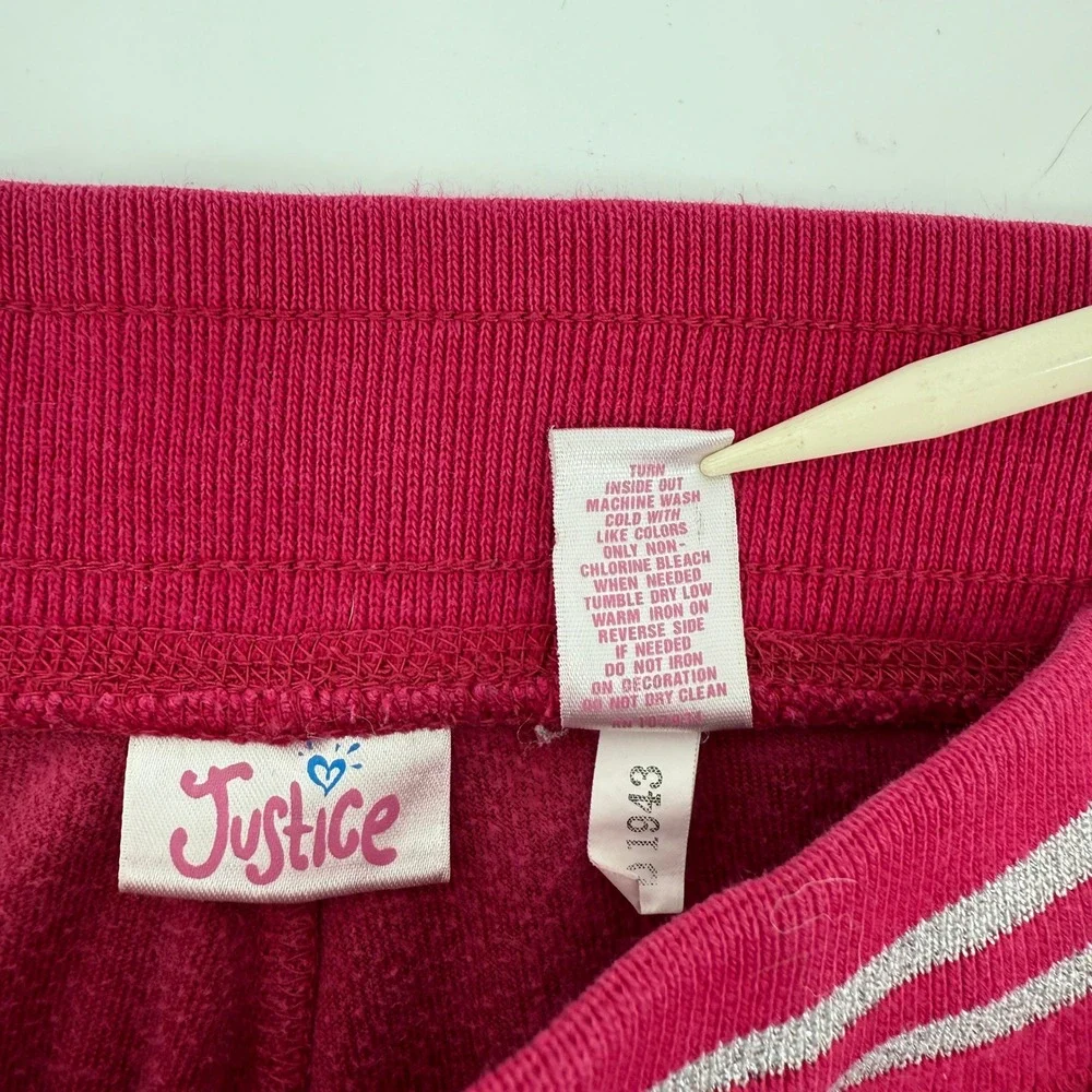 Justice Pink Velour Track Pants Girls Size 16 Drawstring Wide Leg Y2K
